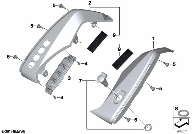 46638566226 - Frame and Mounting Parts: Right Inner Lateral Trim Panel -  for BMW-Motorrad Image