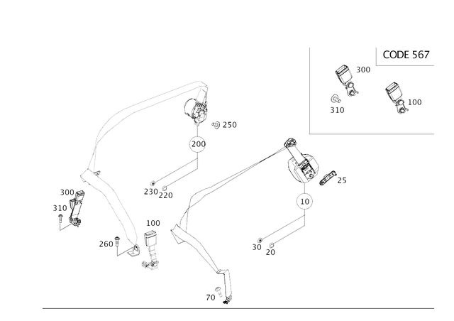 1678601300 - Rear Seat Bench: Seat Belt for Mercedes-Benz: GLE350, GLE450e, GLE580 Image image