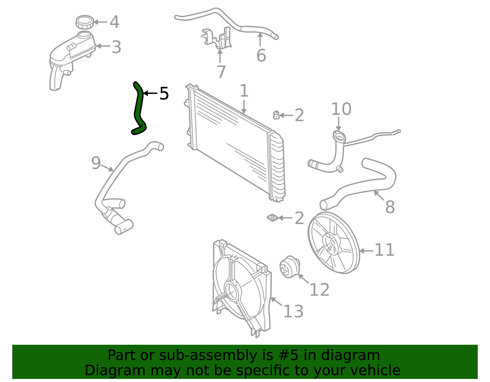 1995-2005 GM Radiator Surge Tank Inlet Hose 22622876 GM | GMPartsDirect.com