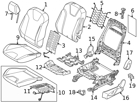 Passenger Seat Components for 2014 Ford Focus #2