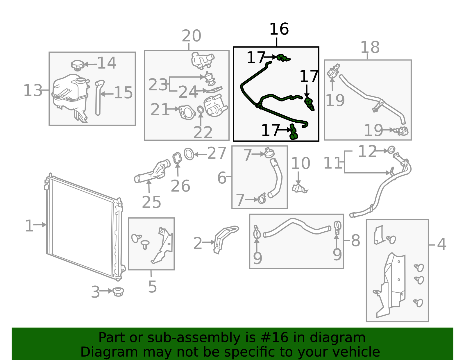2008-2011 Cadillac Radiator Surge Tank Inlet Hose 25800336 GM ...