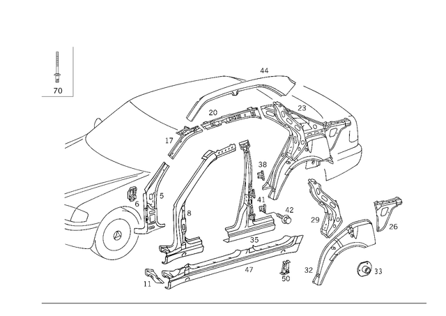 2026300710 - Side Panels: Pillar for Mercedes-Benz: C220, C230, C280, C43 AMG Image image