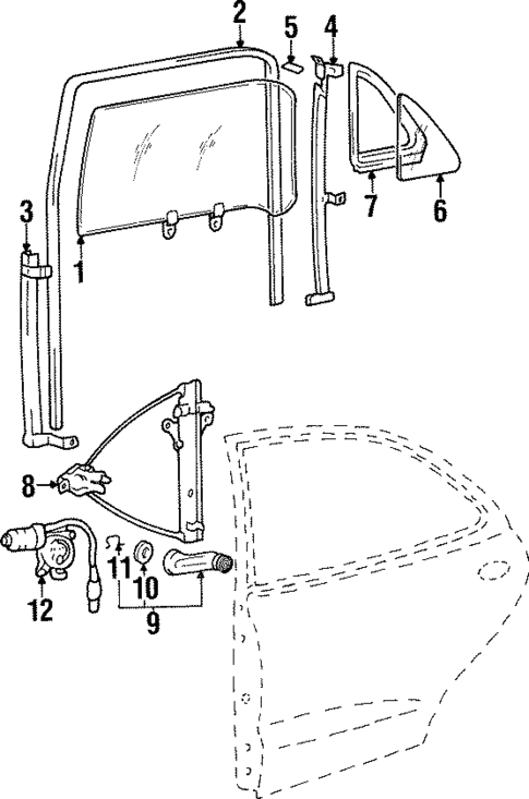 Glass - Rear Door for 2000 Hyundai Elantra #0