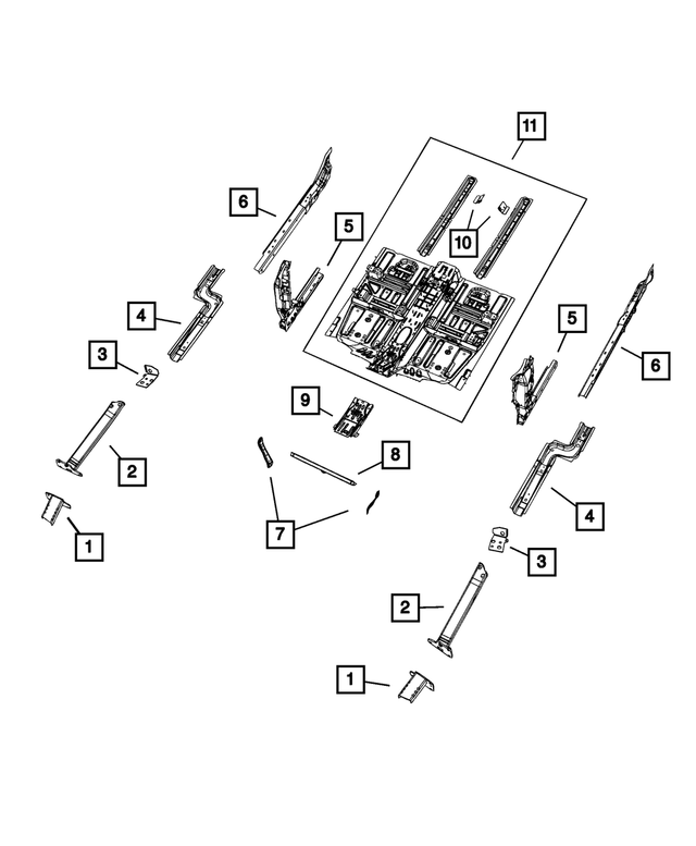 « 68328055AA – Body Sheet Metal Except Doors : Faisceau De Charge Inférieur Extension, Côté Gauche pour Mopar Image »