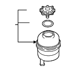 32416851217 - Steering: Reservoir for BMW: 318i, 318is, 318ti, 323Ci, 323i, 323is, 325, 325Ci, 325e, 325es, 325i, 325is, 325iX, 325xi, 328Ci, 328i, 328is, 330Ci, 330i, 330xi, 524td, 525i, 525iT, 525xi, 528e, 528i, 528i xDrive, 528xi, 530i, 530xi, 535i, 535i xDrive, 535xi, 540i, 545i, 550i, 645Ci, 650i, 735i, 735iL, 740i, 740iL, 750iL, L7, M3, M5, X3, X5, Z3, Z4, Z8 Image