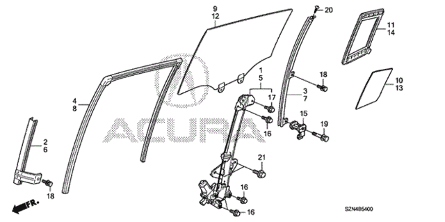 Rear Door Windows  - Regulator for 2012 Acura ZDX #0