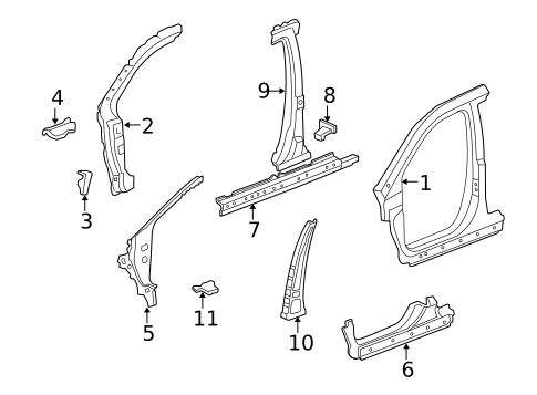 Hinge Pillar for 2011 Acura MDX #0