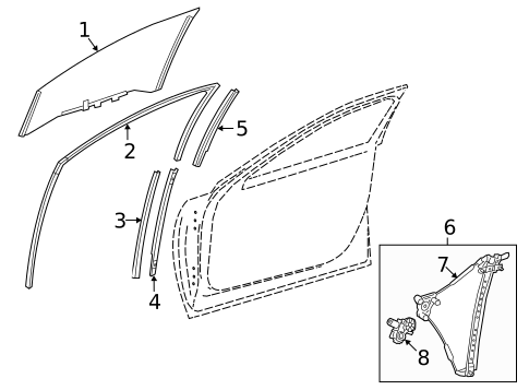 Glass - Front Door for 2019 Lexus LS500 #0