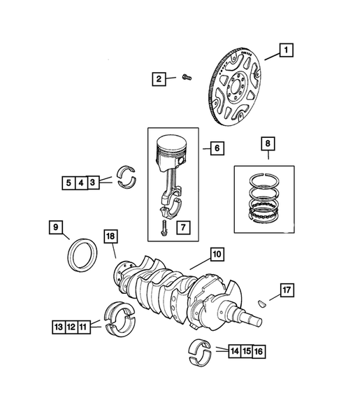 Crankshaft, Piston, and Drive Plate for 2004 Jeep Wrangler #0