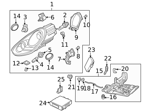 Headlamp Components for 2010 Porsche Cayman #0