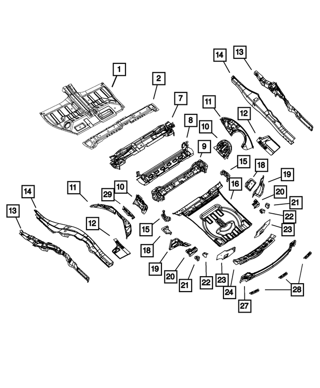 4560189AA - Body Sheet Metal Except Doors: Rear Seat Crossmember for Mopar Image