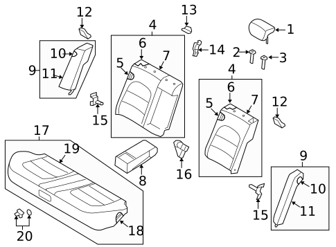 Rear Seat Components for 2011 Hyundai Azera #0