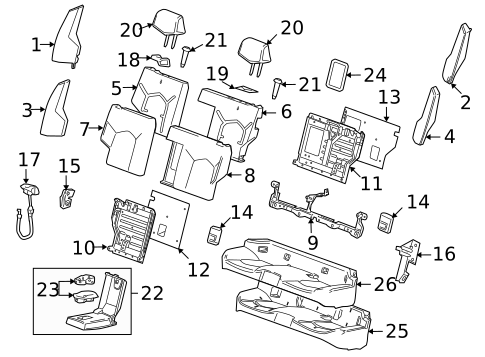 Rear Seat Components for 2014 Cadillac CTS #1