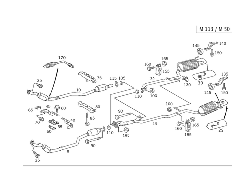 Exhaust System Used on Eight-Cylinder Gasoline Vehicles for 2003 Mercedes-Benz CL500 #0