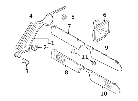 Interior Trim - Windshield for 1997 Volkswagen EuroVan #0