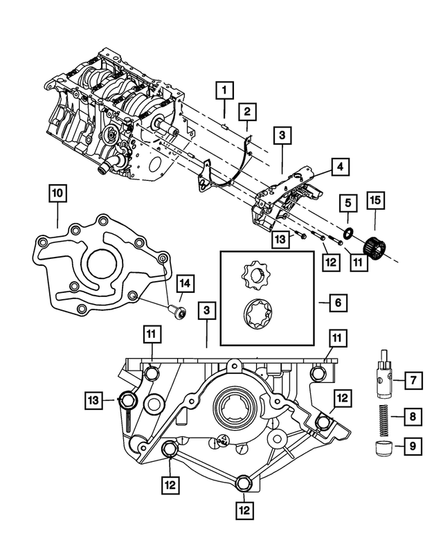 68194155AB - 4.0L Gas; Engine: Engine Oil Pump for Chrysler: 300, Pacifica, Sebring, Town &amp; Country | Dodge: Avenger, Challenger, Charger, Grand Caravan, Journey, Magnum, Nitro Image