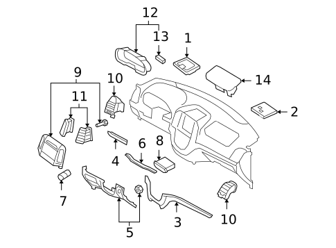 Instrument Panel Components for 2010 Hyundai Santa Fe #0