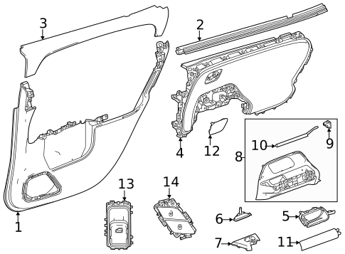Interior Trim - Rear Door for 2022 Mercedes-Benz GLA 45 AMG&reg; #0