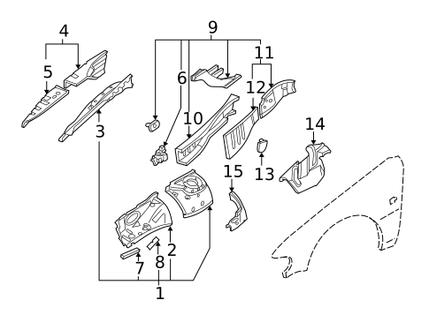 Structural Components & Rails for 2004 INFINITI I35 #0