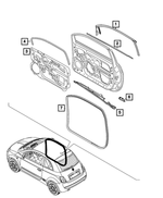 68656032AA - : Front Door Belt Weatherstrip, Left for Mopar Image
