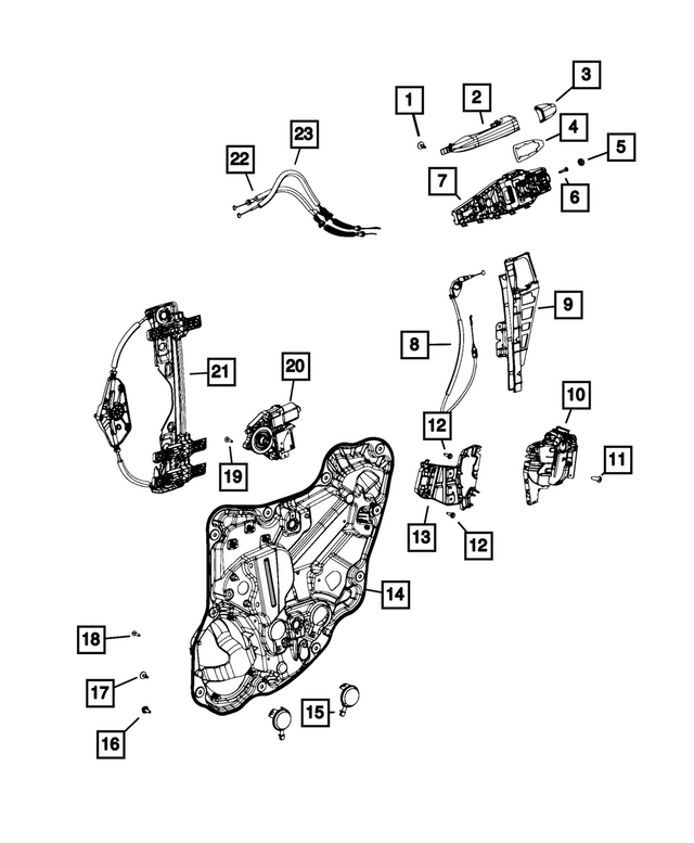5SV51NRVAA - Doors, Door Mirrors and Related Parts: Exterior Door Handle, Right for Mopar Image