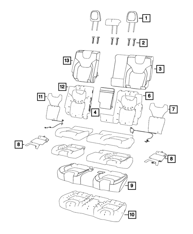 1WD44HL1AA - Interior Trim: Second Row Headrest, Outboard for Mopar Image