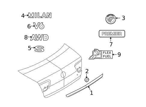 Exterior Trim - Trunk for 2010 Mercury Milan #1