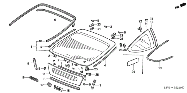 Rear Windshield - Quarter Window for 2001 Honda Insight #0