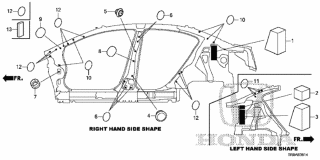 Grommet (Side) (2) for 2013 Honda Civic #0