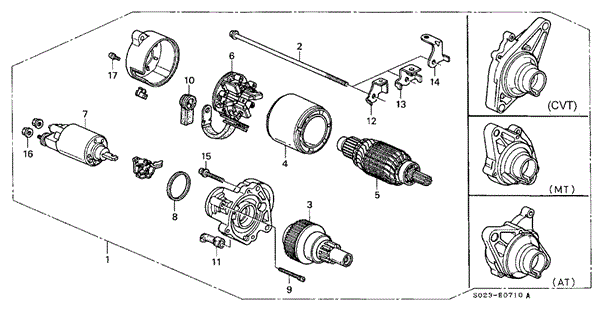 Starter Motor (Mitsuba) for 1997 Honda Civic #0