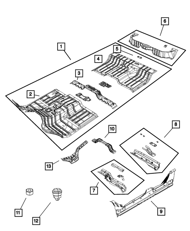 55275553AD - Body Sheet Metal Except Doors: Rear Floor Pan Panel for Mopar Image