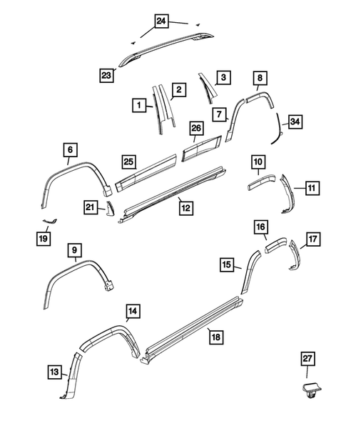 Moldings and Ornamentation for 2016 Jeep Cherokee #0