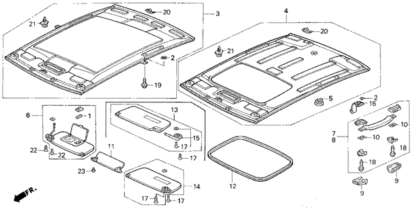 Headliner Trim for 1994 Acura Vigor #0