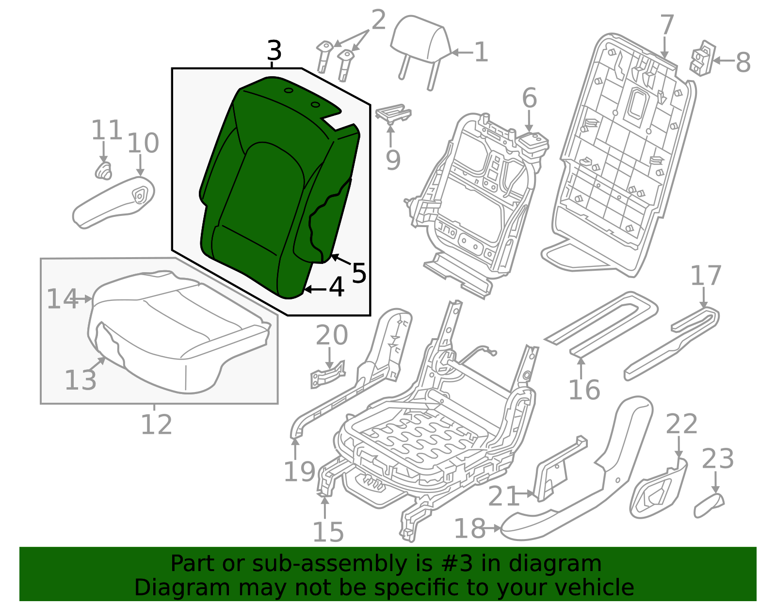 2015-2016 Hyundai Santa Fe Seat Back Assembly 89300-B8350-ZZG | QuirkParts