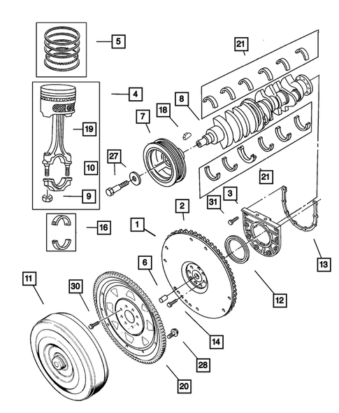 Crankshaft, Piston and Torque Converter for 2003 Dodge Ram 1500 #0