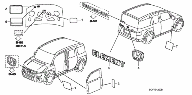 Emblems - Caution Labels for 2005 Honda Element #0