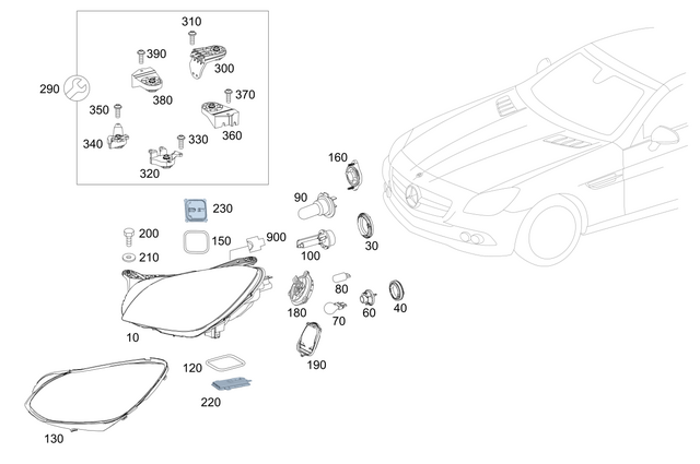 999067801 - : Daytime Running Lamp for Mercedes-Benz: SLC300, SLC43 AMG, SLK250, SLK300, SLK350, SLK55 AMG Image