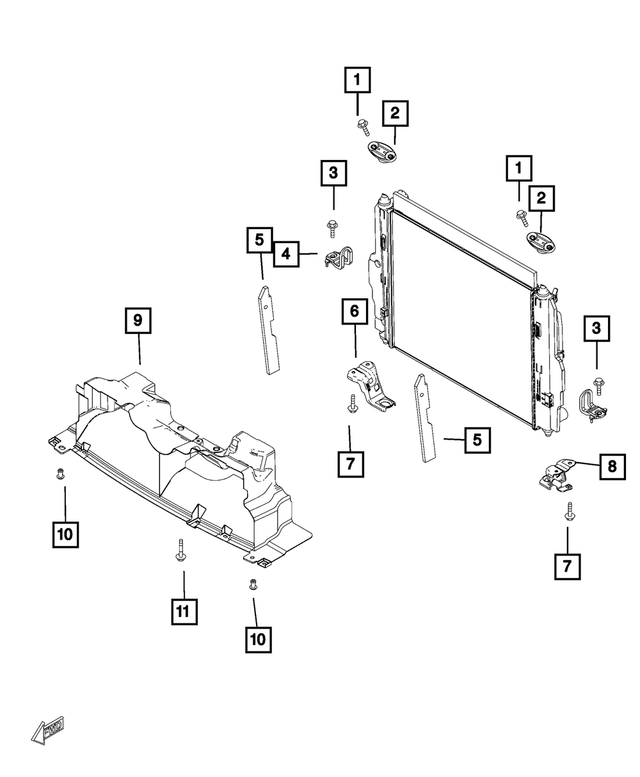 68313851AA - : Radiator Bracket for Mopar Image