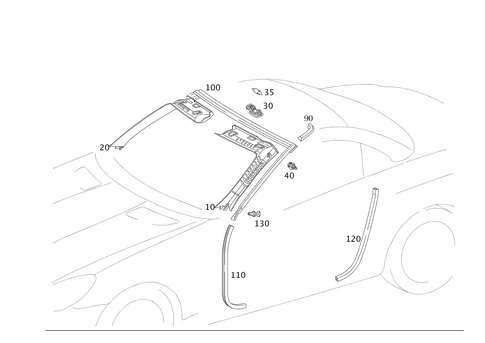 Roof Attachment Parts, Door Edge Guard Sections, Panelling for 2008 Mercedes-Benz SLK280 #0