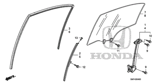 Rear Door Glass - Door Regulator for 2006 Honda Civic #0
