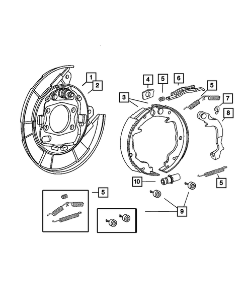 Parking Brake Lever, Cables, and Rear Disc Park Brake Assembly for 2009 Chrysler Sebring #0