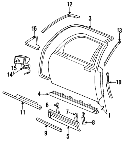 Door & Components for 1994 Cadillac Fleetwood #1