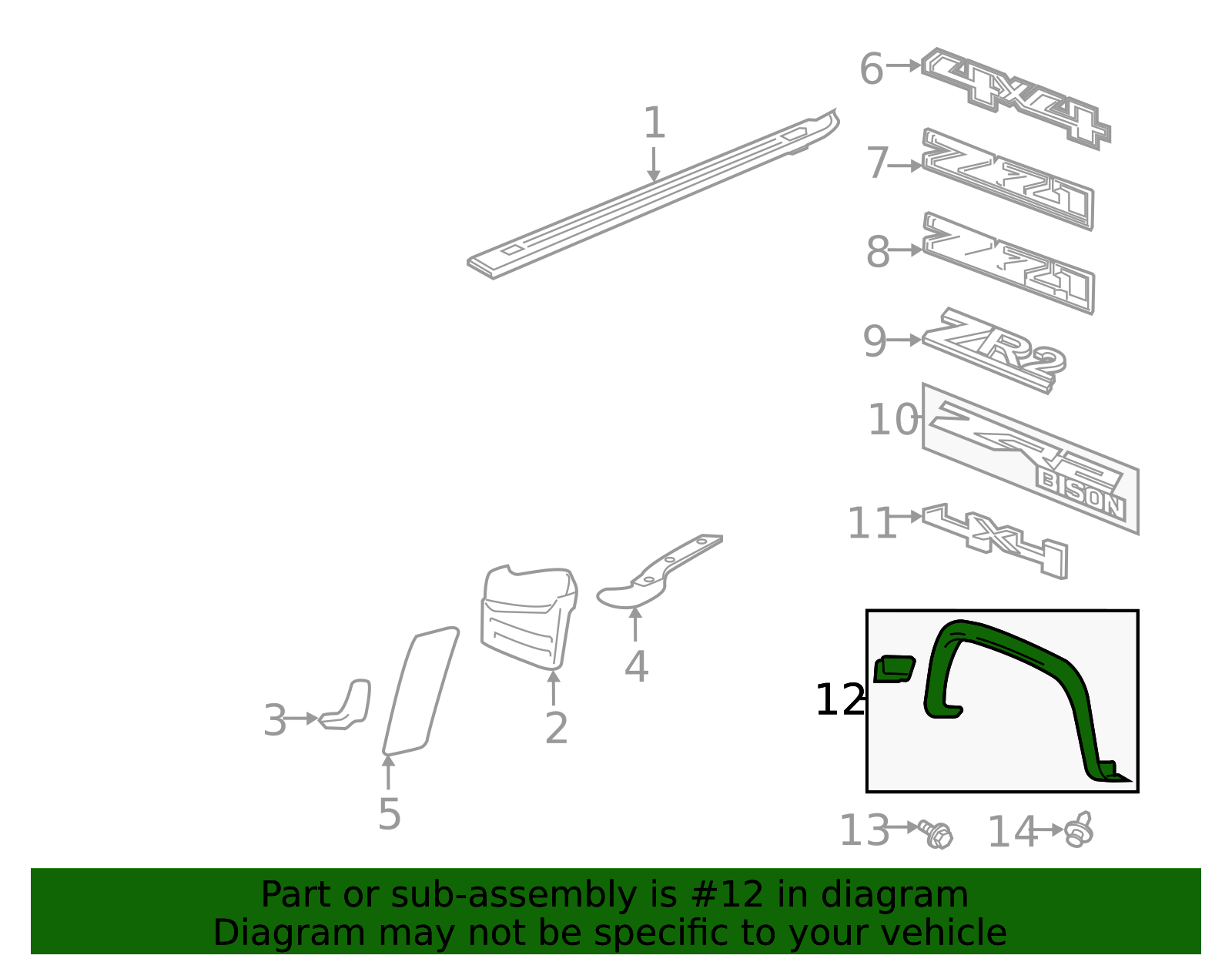 84210998 - Rear Driver Side Wheel Opening Rear Molding 2019-2022 ...