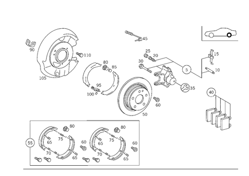 Rear Wheel Brake for 1993 Mercedes-Benz 600SL #0