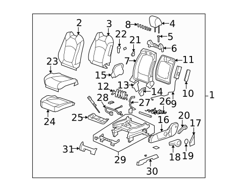 Driver Seat Components for 2009 Saturn Outlook #1