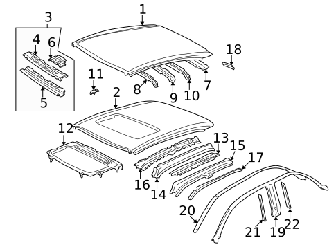 Roof & Components for 1999 Lexus ES300 #0