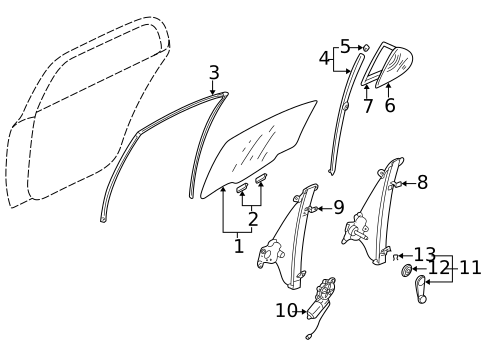 Glass - Rear Door for 2002 Mitsubishi Lancer #0