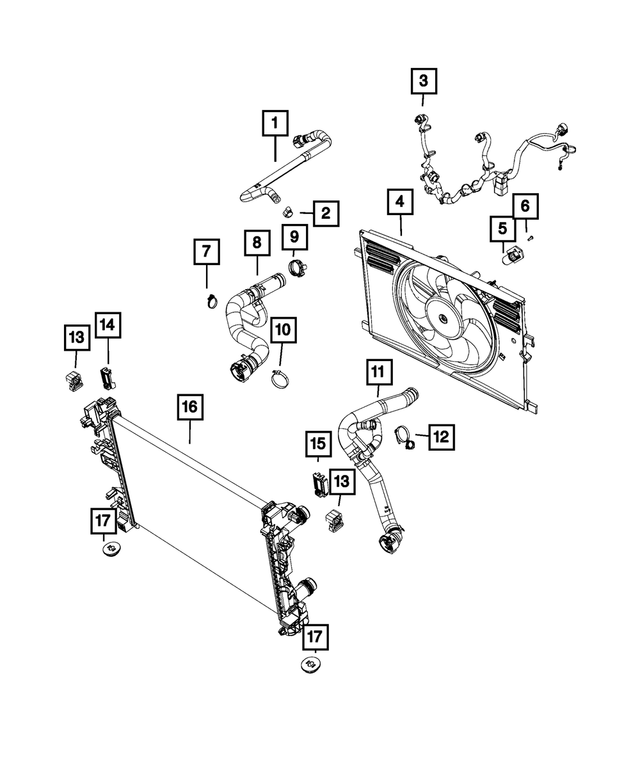 68369777AA - Cooling: Radiator Support Bracket, Left for Fiat: 500X Image