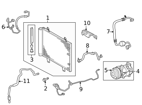 Condenser, Compressor & Lines for 2013 Lexus IS F #0