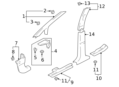 Interior Trim - Pillars for 2004 Suzuki Aerio #0
